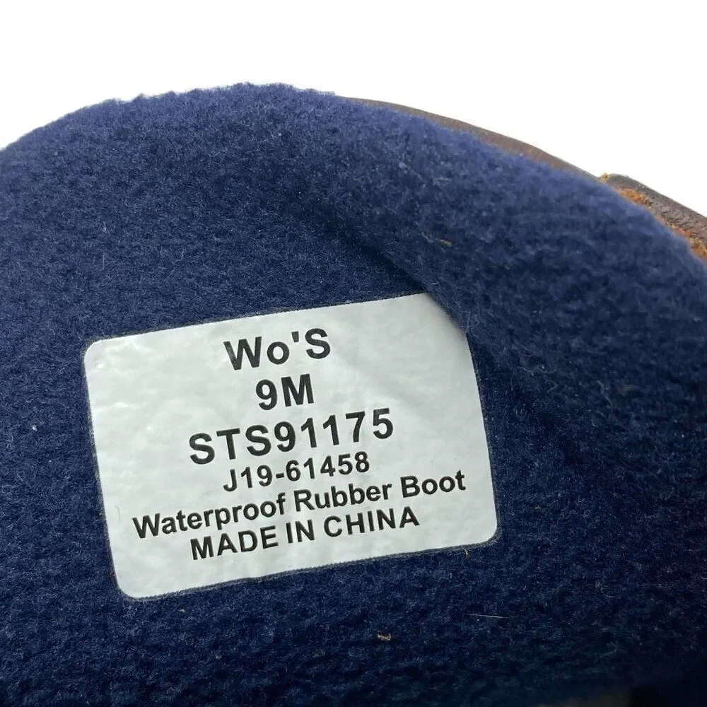 Sperry Waterproof Rubber Boot Duck Boots Women’s Size 9 Navy Blue Brown